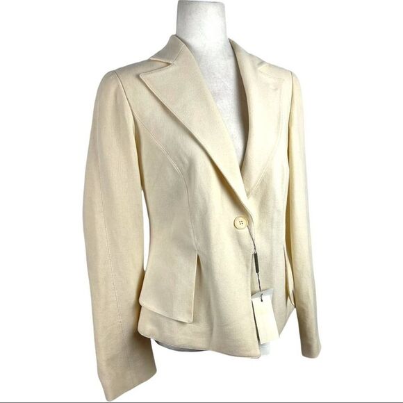 New Emporio Armani Single-breasted Fitted High/low Peplum Blazer Size 12 - Picture 5 of 15